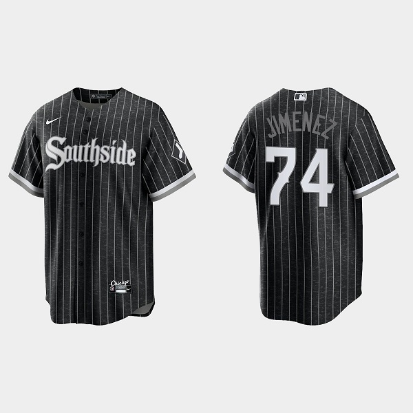 Men's Chicago White Sox #74 Eloy Jimenez Black 2021 City Connect Cool Base Stitched MLB Jersey